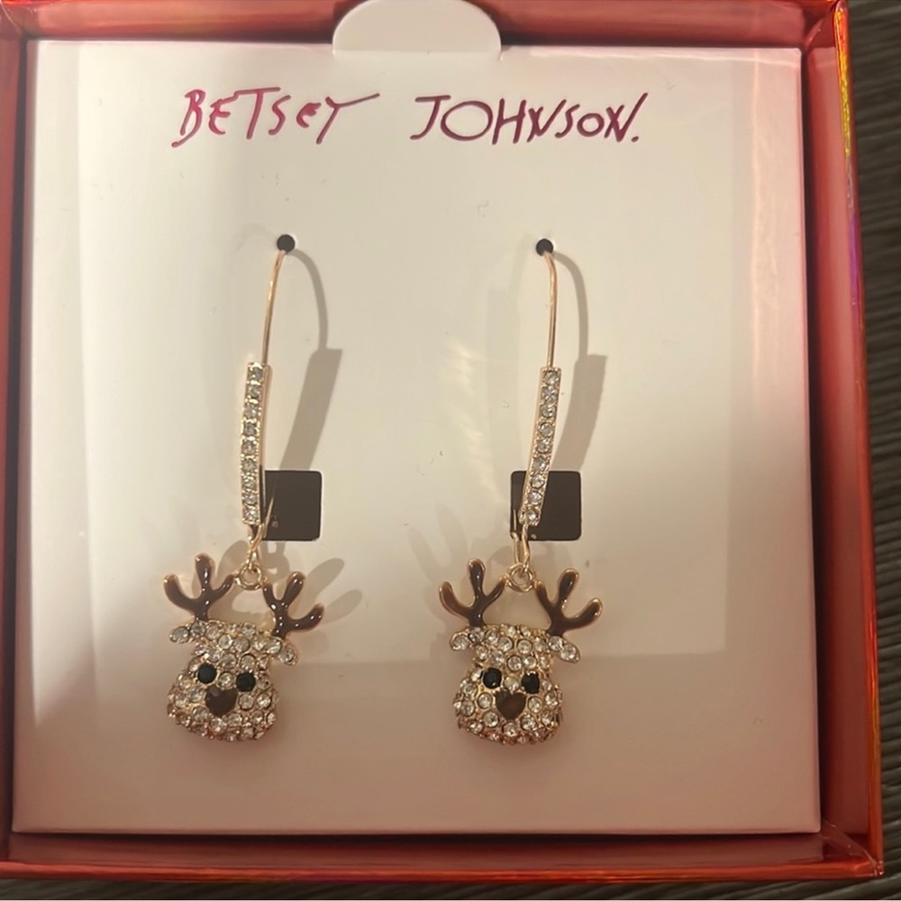 Betsey Johnson Reindeer Dangle Earrings